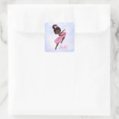 American Ballerina Pink, Lila Ballett Quadratischer Aufkleber (Tasche)