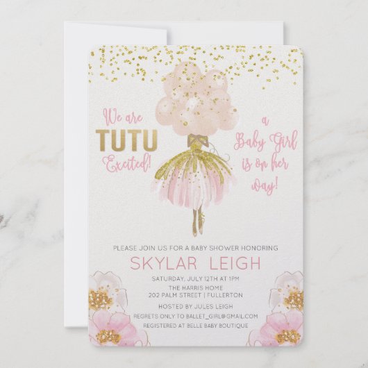 American Ballet Baby Shower Einladung (Vorderseite)