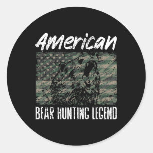 American Bären Jagd Legend Usa Flag Black Bear H Runder Aufkleber