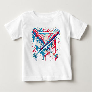 American Baseball Drip Graffiti Ball and Bat Baby T-shirt