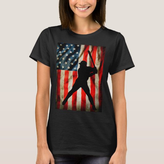 American Baseball player and USA flag patriotic co T-Shirt (Vorderseite)
