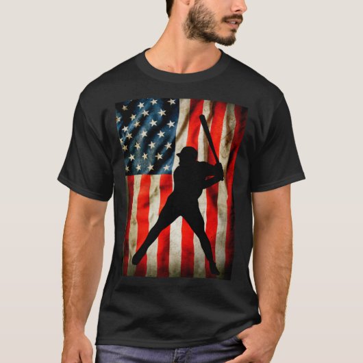 American Baseball player and USA flag patriotic co T-Shirt (Vorderseite)