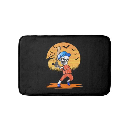 American Baseball Skeleton Halloween Men Boys Badematte (Vorderseite)