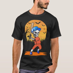 American Baseball Skeleton Halloween Men Soccer T-Shirt