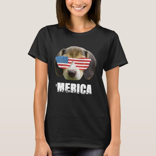 American Beagle Merica Patriotic 4th of July Dog T-Shirt (Vorderseite)