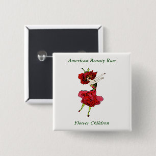 American Beauty Rose, Whimsical Blume Book Art Button