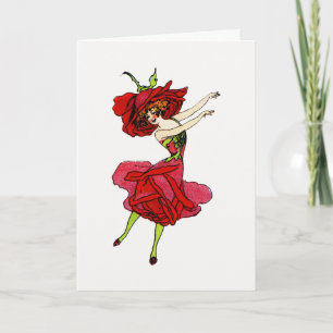 American Beauty Rose, Whimsical Blume Book Art Karte
