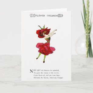 American Beauty Rose, Whimsical Blume Book Art Karte