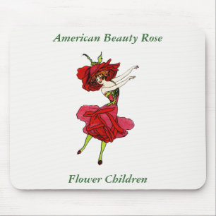 American Beauty Rose, Whimsical Blume Book Art Mousepad