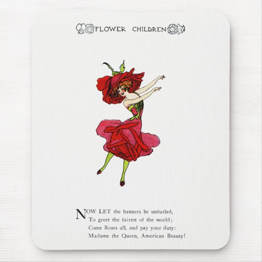 American Beauty Rose, Whimsical Blume Book Art Mousepad (Vorne)