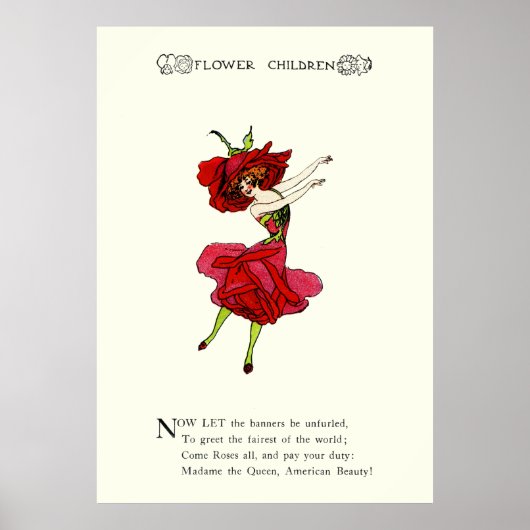 American Beauty Rose, Whimsical Blume Book Art Poster (Vorne)