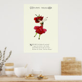 American Beauty Rose, Whimsical Blume Book Art Poster (Küche)