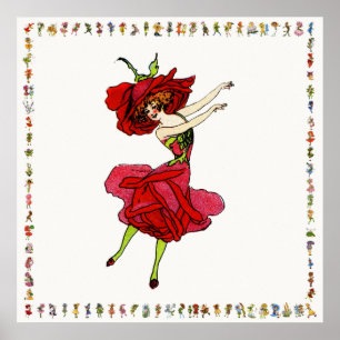 American Beauty Rose, Whimsical Blume Book Art Poster