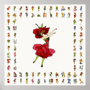 American Beauty Rose, Whimsical Blume Book Art Poster