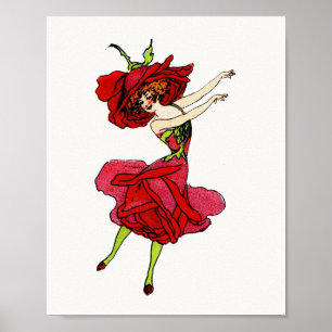 American Beauty Rose, Whimsical Blume Book Art Poster