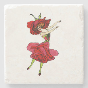 American Beauty Rose, Whimsical Blume Book Art Steinuntersetzer