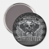 American Biker ADD NAME Skull V-Twin Motorräder Magnet (Vorderseite/Rückseite)
