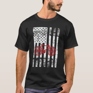 American Biker Bicycle USA Flag 4. Juli T-Shirt
