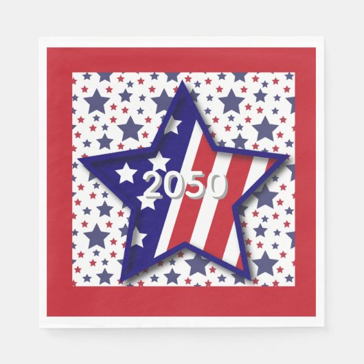 American Birthday 2026 Star Paper Napkin Serviette (Vorderseite)