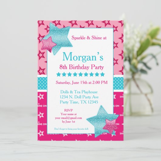 American Birthday Girl Digital oder Printable Invi Einladung (Stehend Vorderseite)
