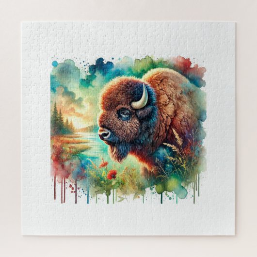 American Bison 130724AREF110 - Watercolor Puzzle (Vertikal)