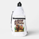 American Bison Buffalo mit amerikanischer Flagge Crossbody Bag (Vorderseite)