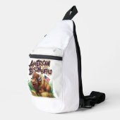 American Bison Buffalo mit amerikanischer Flagge Crossbody Bag (Rechte Ecke)