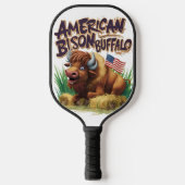 American Bison Buffalo mit amerikanischer Flagge Pickleball Schläger (Vorderseite)