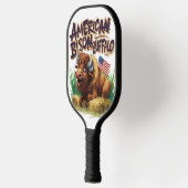 American Bison Buffalo mit amerikanischer Flagge Pickleball Schläger (Links)