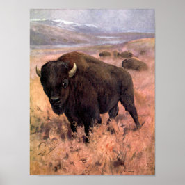 American Bison by CE Swan, Vintage Buffalo-Tiere Poster