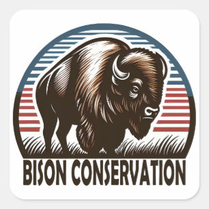 American Bison Conservation World Wildlife Day Quadratischer Aufkleber