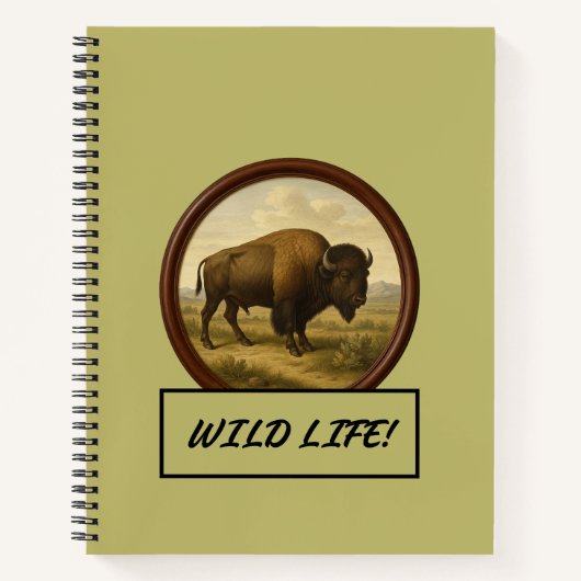 American Bison Dark Khaki Spiri Notebook Notizblock (Vorderseite)