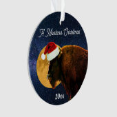American Bison, Full Moon und Weihnachtsmannmütze  Ornament (Vorderseite)