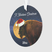American Bison, Full Moon und Weihnachtsmannmütze  Ornament (Vorderseite)