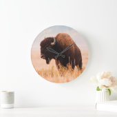 American Bison Herd in Teton 2 Große Wanduhr (Zuhause)