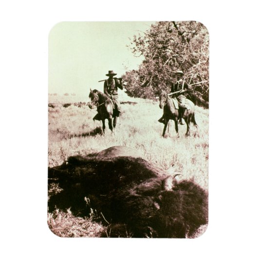 American Bison Hunters (b/w Foto) Magnet (Vertikal)