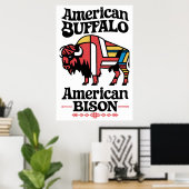 American Bison Illustration Poster (Heimbüro)