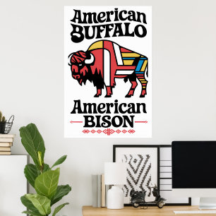 American Bison Illustration Poster