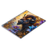 American Bison in textured Flower *Personalize* Notizblock (Linke Seite)