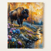 American Bison in textured Flower *Personalize* Planer (Rückseite)