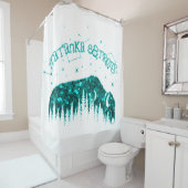 American Bison Moon Star Galaxy Aquamarin WhiteTra Duschvorhang (Beispiel)