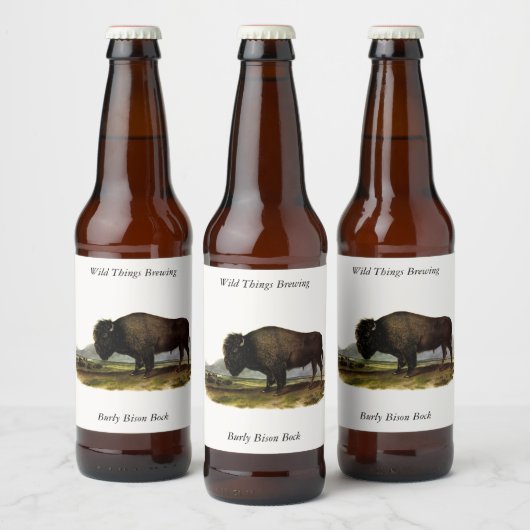 American Bison, oder Buffalo (Bison bison) - Audub Bierflaschenetikett (Flaschen)