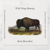 American Bison, oder Buffalo (Bison bison) - Audub Bierflaschenetikett (Einzelnes Label)