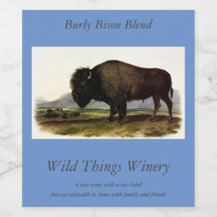 American Bison, oder Buffalo (Bison bison) - Audub Weinetikett