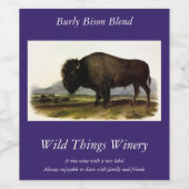 American Bison, oder Buffalo (Bison bison) - Audub Weinetikett (Einzelnes Label)