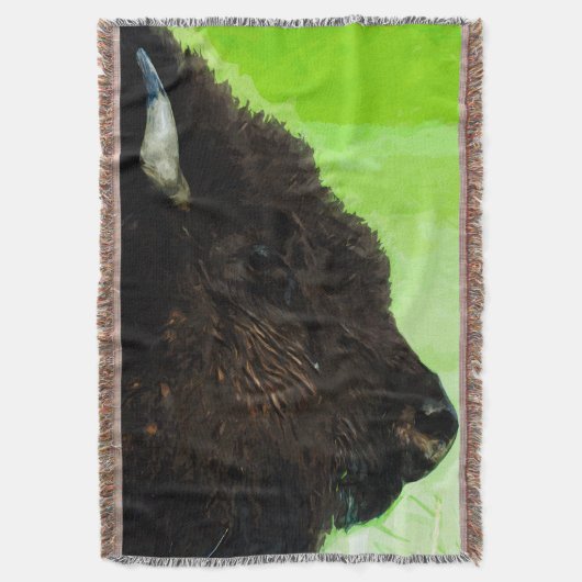 American Bison Portrait Abstrakt Impressionismus Decke (Vorderseite Vertikal)