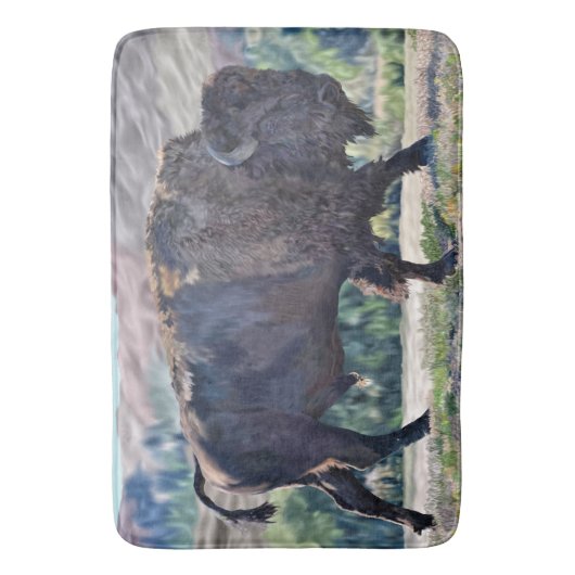 American Bison Roaming in Grassland Badematte (Vorderseite Vertikal)