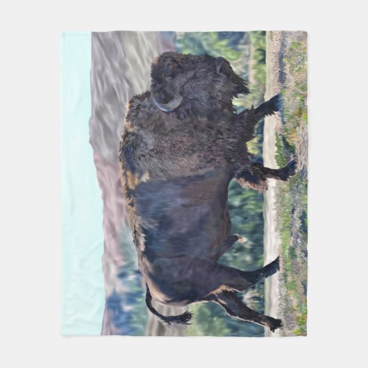 American Bison Roaming in Grassland Fleecedecke (Vorderseite)
