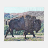 American Bison Roaming in Grassland Fleecedecke (Vorderseite (Horizontal))