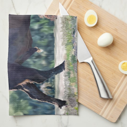 American Bison Roaming in Grassland Geschirrtuch (Viertel Falte)